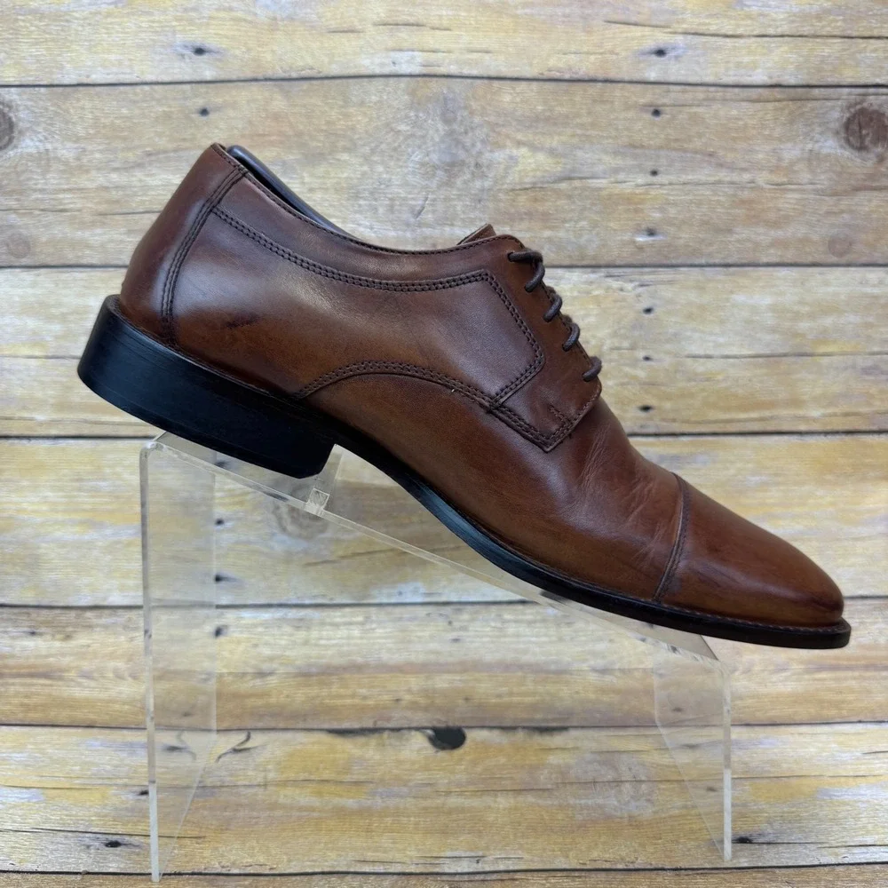 J Murphy Dress Shoes Mens 11 Brown Leather Cap Toe‎ Derby Oxford Office Formal